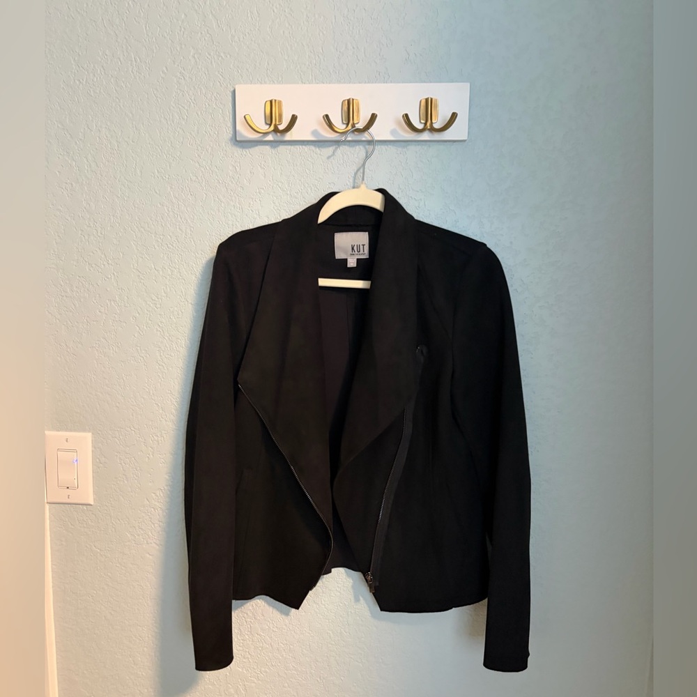 Kut From The Kloth Black Asymmetrical Zip Blazer